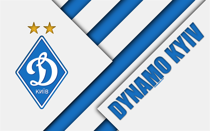 Le FC Dynamo Kyiv, 4k, la conception de mat&#233;riaux, de logo, de l&#39;art, de l&#39;embl&#232;me, l&#39;ukrainien, le club de football, blanc, bleu abstraction, LUP, Kiev, en Ukraine, le football, Premier League ukrainienne