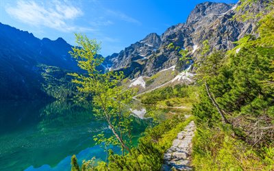 Morskie Oko, mountain lake, summer, mountain landscape, Tatry, Carpathians, Poland, Tatra National Park, tourism