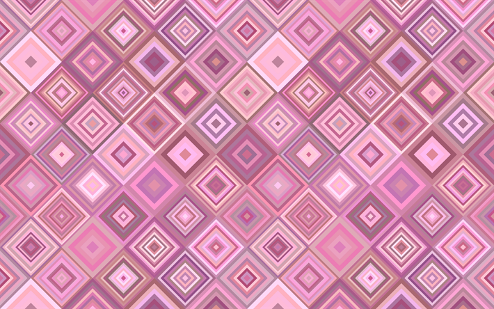 pink retro texture with rhombus, retro backgrounds, retro texture, pink rhombus abstraction