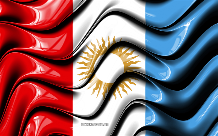 Cordoba flag, 4k, Provinces of Argentina, administrative districts, Flag of Cordoba, 3D art, Cordoba, argentinian provinces, Cordoba 3D flag, Belgium, South America