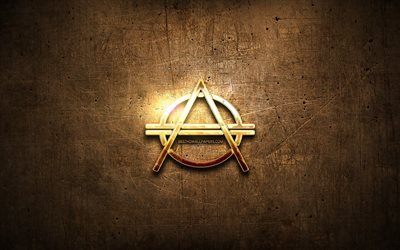 Don Diablo golden logo, dutch DJ, brown metal background, creative, Don Diablo logo, brands, Don Diablo