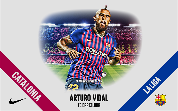 Arturo Vidal, le FC Barcelone, le Chilien joueur de football, le milieu de terrain, le Camp Nou, La Liga, Espagne, football, Barcelone, Vidal