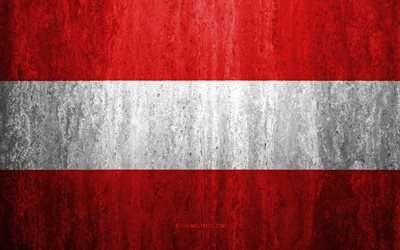 Flag of Austria, 4k, stone sfondo, grunge, bandiera, Europa, Austria, natura, nazionale icona, stone texture