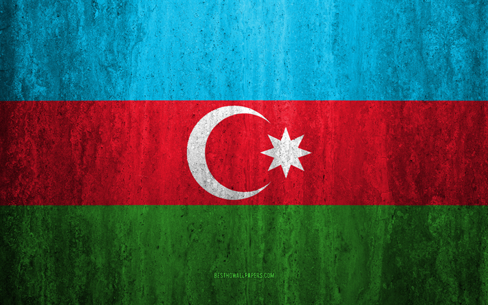 Bandera de Azerbaiy&#225;n, 4k, piedra antecedentes, grunge bandera, Europa, Azerbaiy&#225;n bandera de grunge de arte, los s&#237;mbolos nacionales, Azerbaiy&#225;n, textura de piedra
