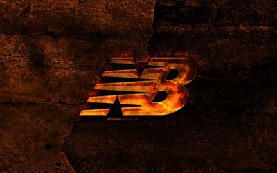 Novo Equil&#237;brio de fogo logotipo, pedra laranja de fundo, Novo Equil&#237;brio, criativo, Novo logotipo de Equil&#237;brio, marcas