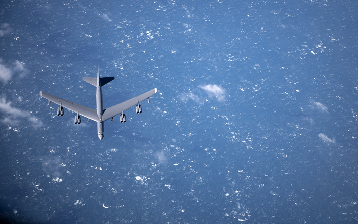 Boeing B-52 Stratofortress, American bombardieri strategici B-52, aerei militari nel cielo, bombardieri USAF (United States Air Force, USA
