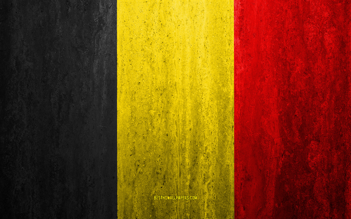 Flag of Belgium, 4k, stone background grunge drapeau, Europe, Belgique, drapeau, grunge, art, symbole national, Belgium, stone texture