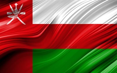 4k, Omans flagga, Asiatiska l&#228;nder, 3D-v&#229;gor, Flagga av Oman, nationella symboler, Oman 3D-flagga, konst, Asien, Din