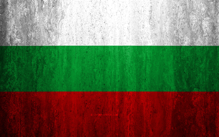 フラグのブルガリア, 4k, 石背景, グランジフラグ, 欧州, ブルガリア国旗, グランジア, 国立記号, ブルガリア, 石質感