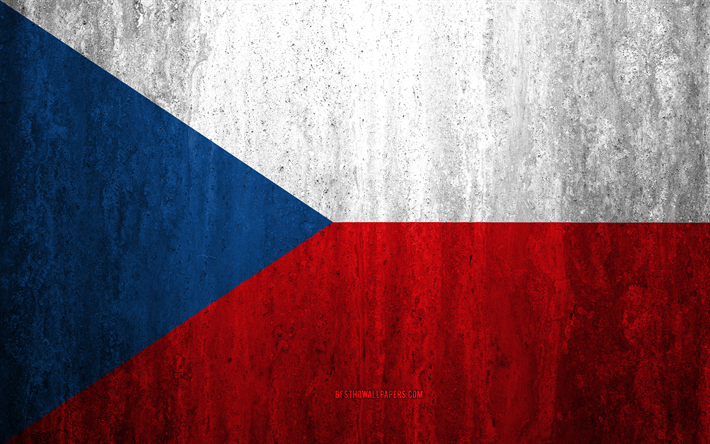 Flag of Czech Republic, 4k, stone background, grunge flag, Europe, Czech flag, grunge art, national symbols, Czech Republic, stone texture