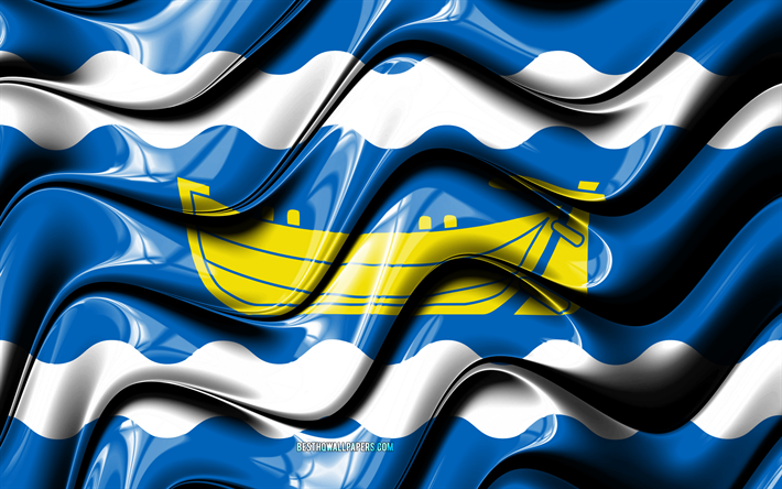 Nyland flagga, 4k, Regioner i Finland, administrativa distrikt, Flaggan i Nyland, 3D-konst, Nyland, finska regioner, Nyland 3D-flagga, Finland, Europa