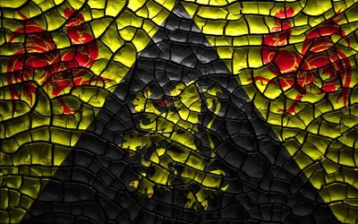 フラグエブラバン, 4k, ベルギー省, ひび割れの土, ベルギー, エでおすすめのホ旗, 3Dアート, エブラバン, 州ベルギー, 行政区, エでおすすめのホ3Dフラグ, 欧州