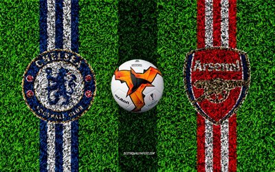 Chelsea vs Arsenal, 2019 Europa League, Molten Pallone Ufficiale, il Chelsea FC vs Arsenal FC, Europa League, loghi sull&#39;erba, calcio prato, finale di partita di calcio