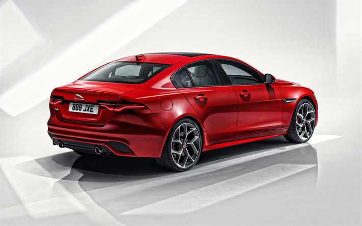 Download wallpapers 2020, Jaguar XE, rear view, red sedan, new red XE ...
