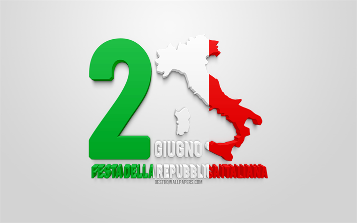 2 juni, Fest Republiken, 3d-konst, 3d-karta &#246;ver Italien, Republikens Dag, gratulationskort, Fest Republiken begrepp