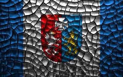 Flag of Podkarpackie, 4k, polish voivodeships, cracked soil, Poland, Podkarpackie flag, 3D art, Podkarpackie, Voivodeships of Poland, administrative districts, Podkarpackie 3D flag, Europe