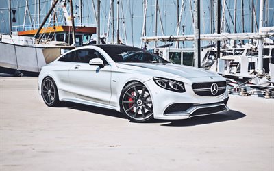 Mercedes-Benz S63 AMG Coupe, supercars, C217, 2019 cars, pier, german cars, Mercedes