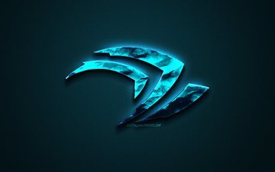 Nvidia blue logo, creative blue art, Nvidia emblem, dark blue background, Nvidia, logo, brands