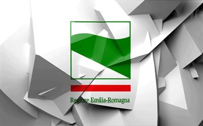 4k, la Bandiera della regione Emilia-Romagna, arte geometrica, Regioni d&#39;Italia, l&#39;Emilia-Romagna, bandiera, creativo, regioni italiane, i distretti amministrativi, Emilia-Romagna 3D, Italia
