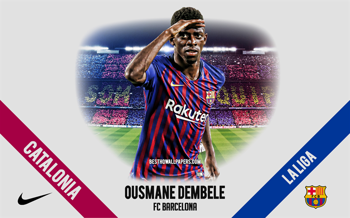 Ousmane Dembele, le FC Barcelone, footballeur fran&#231;ais, l&#39;attaquant, le Camp Nou, La Liga, Espagne, football, Dembele