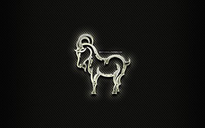 Goat glass sign, chinese zodiac, black abstact background, Chinese calendar, artwork, Goat zodiac sign, animals signs, Goat, Chinese Zodiac Signs, creative, Goat zodiac