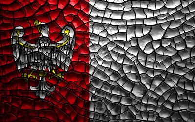 Lipun Suurempi, 4k, puolan voivodeships, s&#228;r&#246;ill&#228; maaper&#228;n, Puola, Suurempi lippu, 3D art, Suurempi, Voivodeships Puola, hallintoalueet, Suurempi 3D flag, Euroopassa