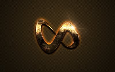 DJ Serpiente de oro logotipo, arte creativo, de oro de la textura, el franc&#233;s DJ, marr&#243;n textura de fibra de carbono, DJ Snake emblema de oro, DJ Snake, marcas