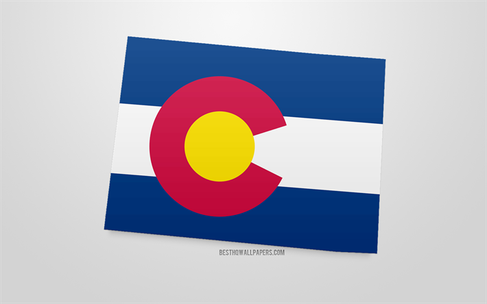 Colorado Colorado 3d bayrak, harita siluet, ABD Dışişleri, 3d sanat, Colorado 3d bayrak, AMERİKA, Kuzey Amerika, Colorado, coğrafya, Colorado 3d siluet