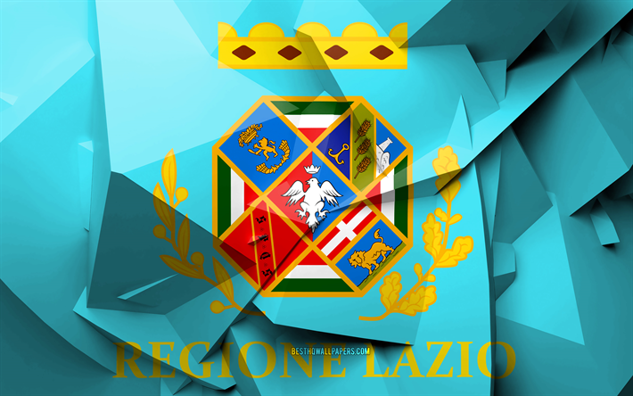 4k, Flagga av Lazio, geometriska art, Regioner i Italien, Lazio flagga, kreativa, italienska regioner, Lazio, administrativa distrikt, Lazio 3D-flagga, Italien