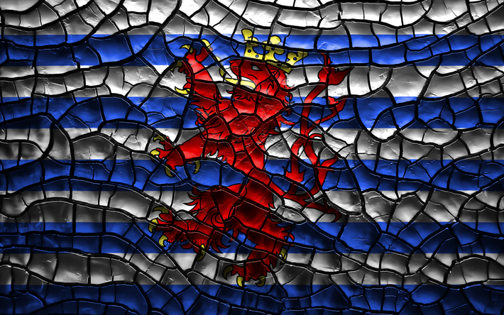 Flag of Luxembourg, 4k, belgian provinces, cracked soil, Belgium, Luxembourg flag, 3D art, Luxembourg, Provinces of Belgium, administrative districts, Luxembourg 3D flag, Europe
