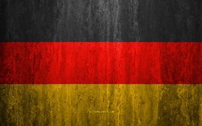 Flag of Germany, 4k, stone background, grunge flag, Europe, Germany flag, grunge art, national symbols, Germany, stone texture