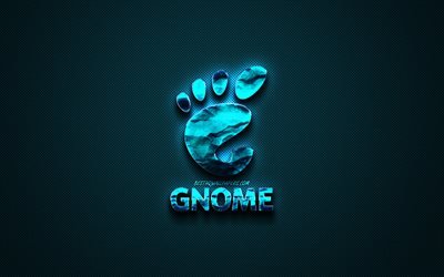 GNOME logo azul, creativo, arte azul, emblema de GNOME, fondo azul oscuro, GNOME, logotipo, marcas