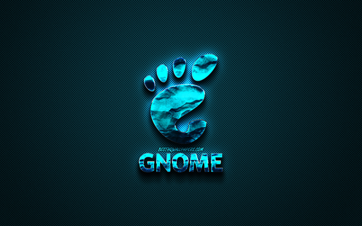 gnome-blaue logo, kreative blauen kunst, gnome-emblem, blauem hintergrund, gnome, logo, marken