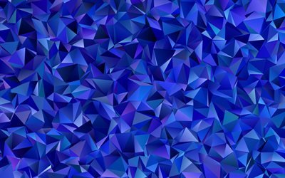 triangles bleus abstraction de fond, bleu g&#233;om&#233;trique de fond, triangle