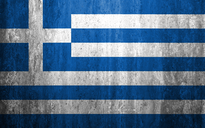 flagge von griechenland, 4k, stein, hintergrund, grunge, fahne, europa, griechenland flagge, kunst, nationale symbole, griechenland, stein textur