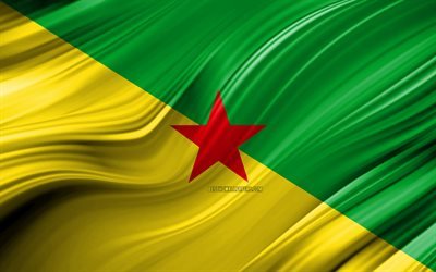 4k, nella Guiana francese, bandiera, paesi del Sud america, 3D onde, Bandiera della Guyana francese, simboli nazionali, 3D, arte, America del Sud, Guyana francese