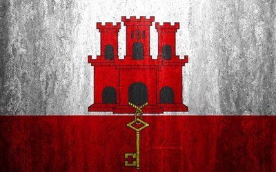 Flag of Gibraltar, 4k, stone, antecedentes, grunge flag, Europe, Gibraltar indicador, grunge, estilo, s&#237;mbolo nacional, Gibraltar, stone texture