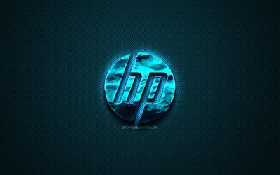 HP logo azul, Hewlett-Packard, creativo, arte azul, HP emblema, fondo azul oscuro, HP, logotipo, marcas