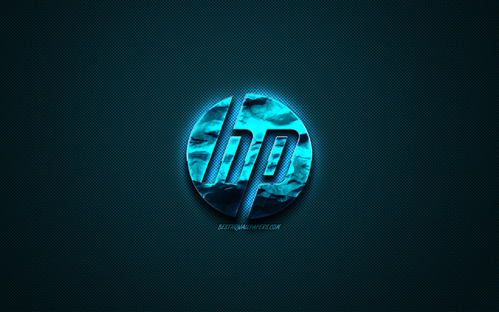 HP logo azul, Hewlett-Packard, creativo, arte azul, HP emblema, fondo azul oscuro, HP, logotipo, marcas
