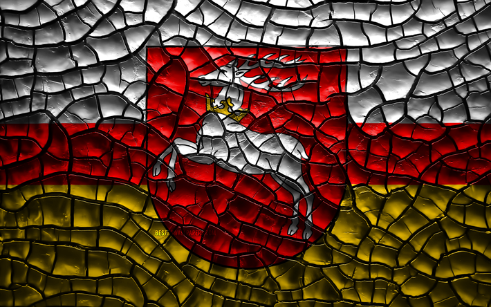 flagge lubelskie, 4k, polnisch herzogtumen, rissige b&#246;den, polen, lubelskie flag, 3d-kunst, lubelskie, herzogtumen von polen, landkreise, lubelskie 3d-flagge, europa