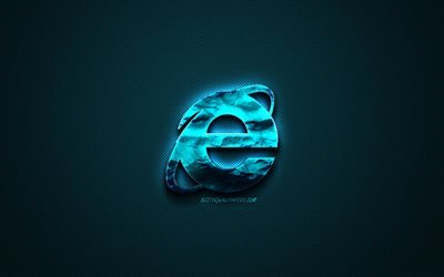 Internet Explorer azul do logotipo, criativo azul de arte, Internet Explorer emblema, fundo azul escuro, Internet Explorer, logo, marcas