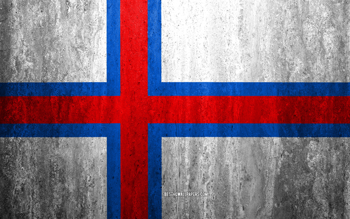 Flag of Faroe Islands, 4k, stone background, grunge flag, Europe, Faroe Islands flag, grunge art, national symbols, Faroe Islands, stone texture