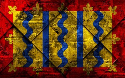 Flagga av Isle of Ely, 4k, grunge konst, rhombus grunge textur, Grevskapen i England, Isle of Ely-flagga, England, nationella symboler, Isle of Ely, F&#246;renade Kungariket, kreativ konst
