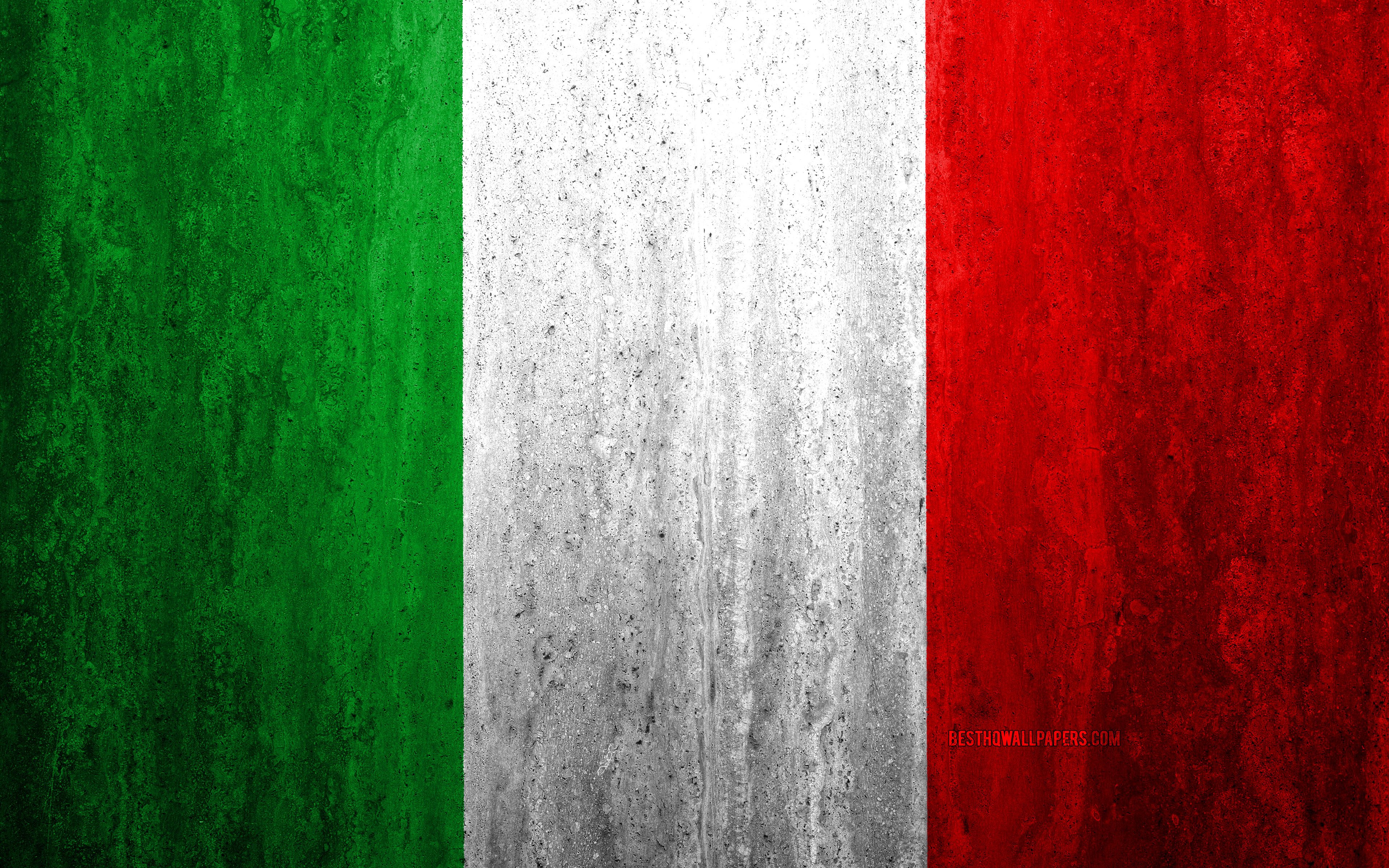 ダウンロード画像 旗のイタリア 4k 石背景 グランジフラグ 欧州 イタリア国旗 グランジア 国立記号 イタリア 石質感 画面の解像度 3840x2400 壁紙デスクトップ上