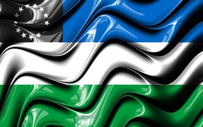 Rio Negro flagga, 4k, Provinser i Argentina, administrativa distrikt, Flagga av Rio Negro, 3D-konst, Rio Negro, argentinska provinser, Rio Negro 3D-flagga, Argentina, Sydamerika