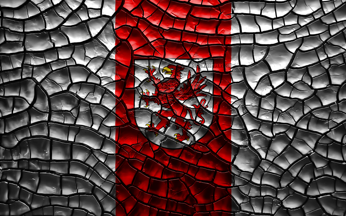 旗の西ポメラニア, 4k, ポーランドvoivodeships, ひび割れの土, ポーランド, 西ポメラニアのフラグ, 3Dアート, 西ポメラニア, Voivodeshipsポーランド, 行政区, 西ポメラニア3Dフラグ, 欧州