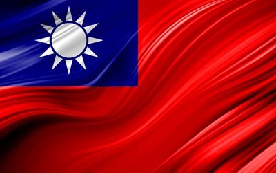 4k, el Taiwan&#233;s bandera, los pa&#237;ses de Asia, 3D ondas, la Bandera de Taiw&#225;n, los s&#237;mbolos nacionales, Taiw&#225;n 3D de la bandera, arte, Asia, Taiw&#225;n