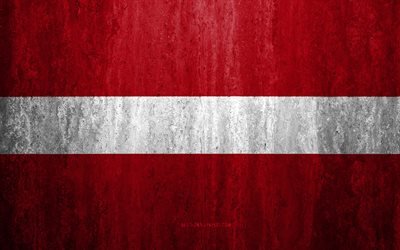 Letonya bayrağı, 4k, taş arka plan, grunge bayrak, Avrupa, Letonya bayrak, grunge sanat, ulusal semboller, Letonya, taş doku