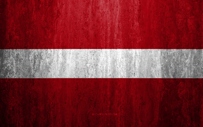 Flag of Latvia, 4k, stone background, grunge flag, Europe, Latvia flag, grunge art, national symbols, Latvia, stone texture