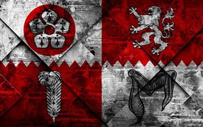 Lipun Leicestershire, 4k, grunge art, rhombus grunge tekstuuri, Maakunnat Englannissa, Leicestershire lippu, Englanti, kansalliset symbolit, Leicestershire, Yhdistynyt Kuningaskunta, creative art